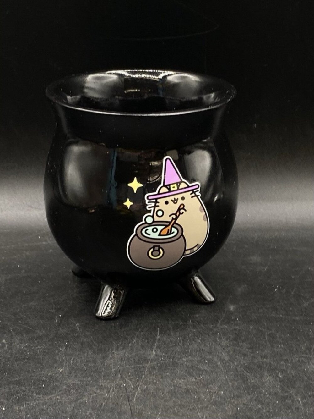 Pusheen Box Fall 2024 Halloween Cauldron Footed Planter Witch Black